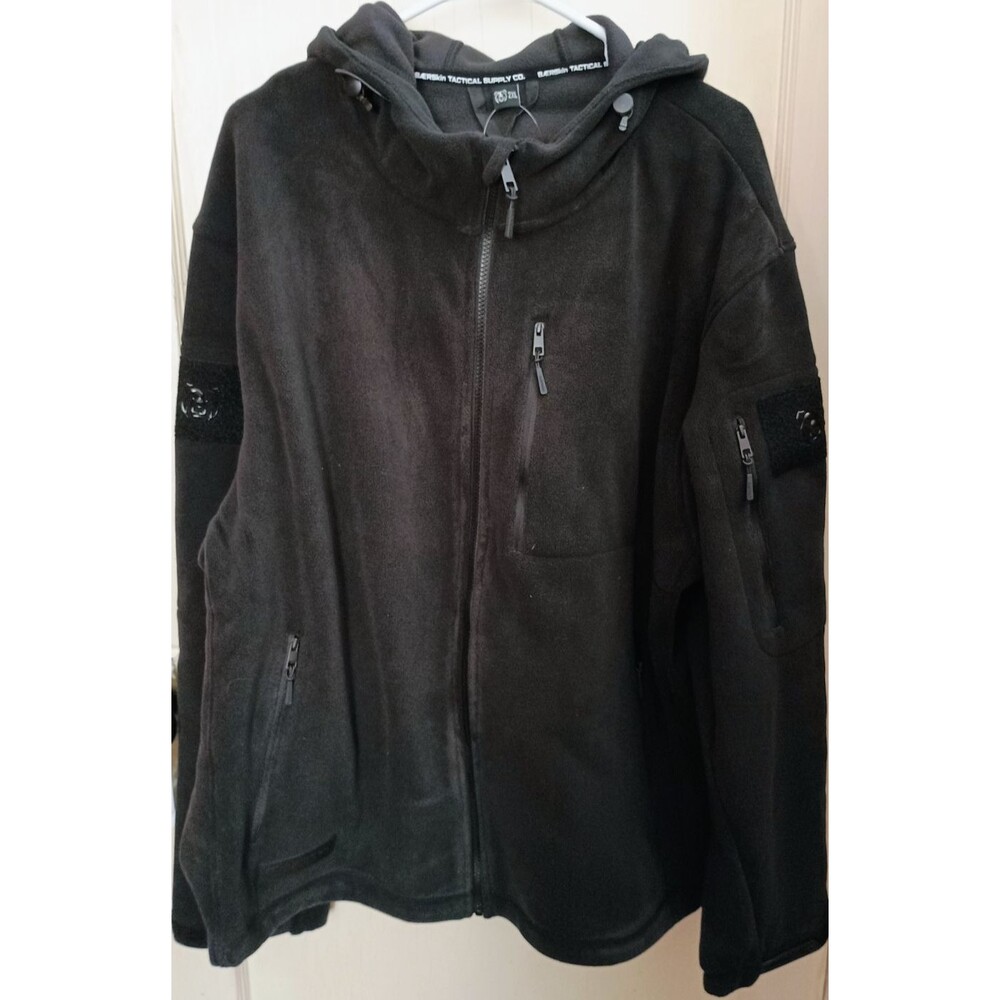 Baerskin Tactical Supply Co Black Fleece Hooded Jacket Men's 2XL Full Zip Tactic